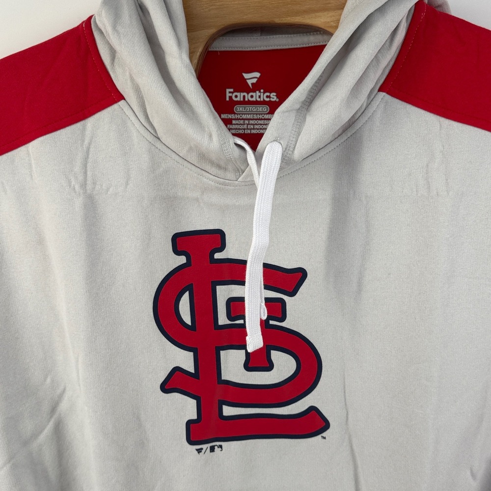Fanatics MLB St Louis Cardinals Hoodie Mens 3XL Gray Red Colorblock Pullover NEW